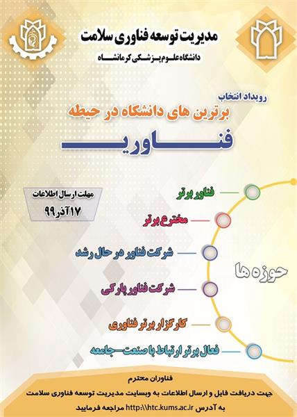 فراخوان انتخاب فناوران برتر دانشگاه علوم پزشکی کرمانشاه سال 1399